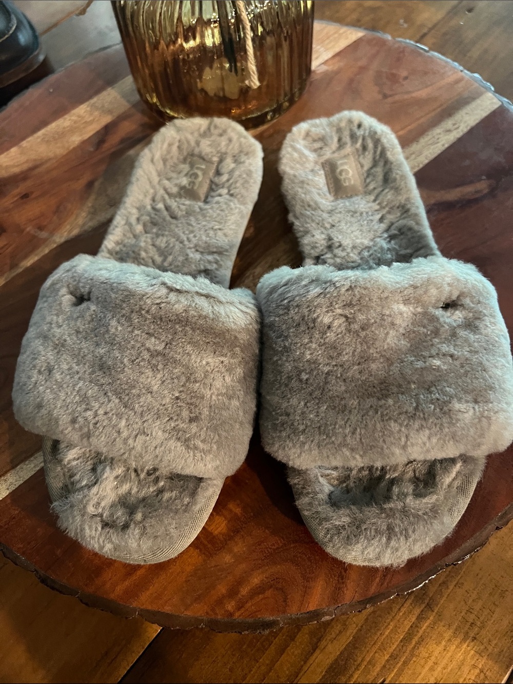 UGG Cozette Slide Slippers in Light Gray Preowned Size 7 Ultra Soft